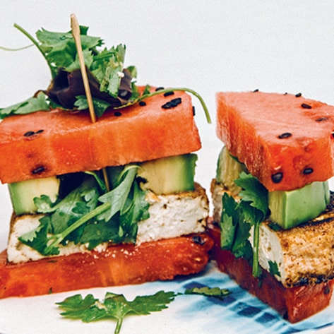 Vegan Watermelon Poke Burger with Avocado