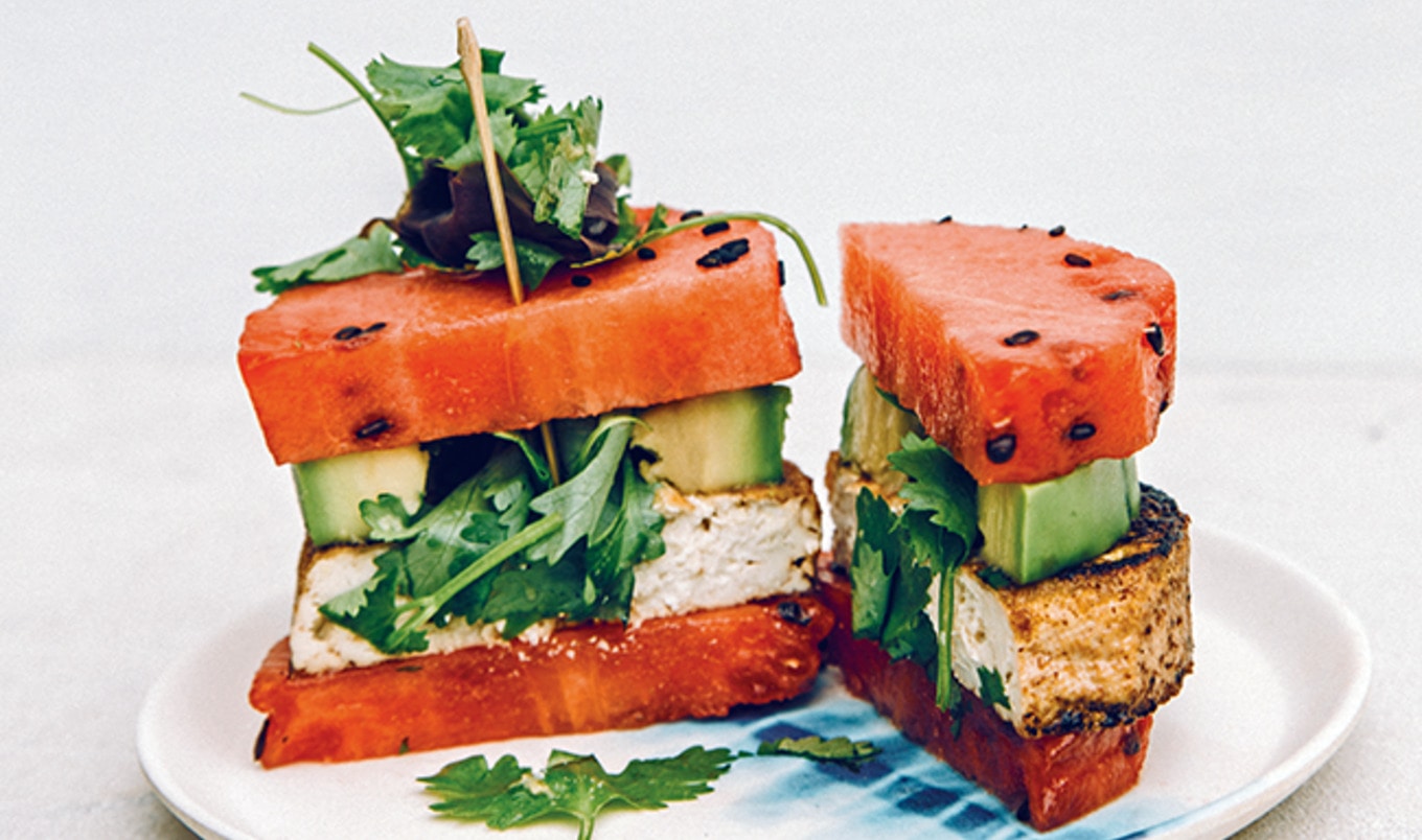 Vegan Watermelon Poke Burger With Avocado