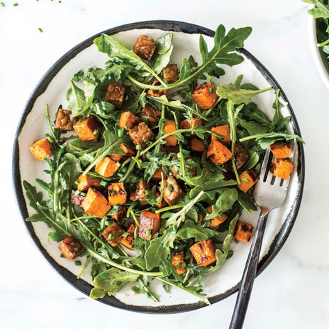 Vegan Sweet Potato Salad With Tempeh and Maple-Mustard Dressing