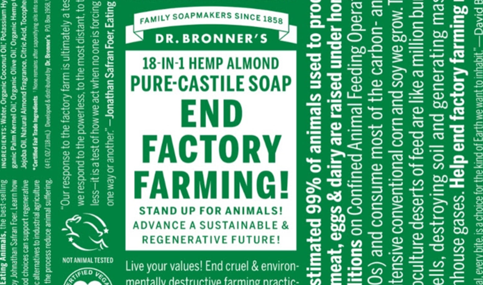 Dr. Bronner’s Debuts New “End Factory Farming!” Label