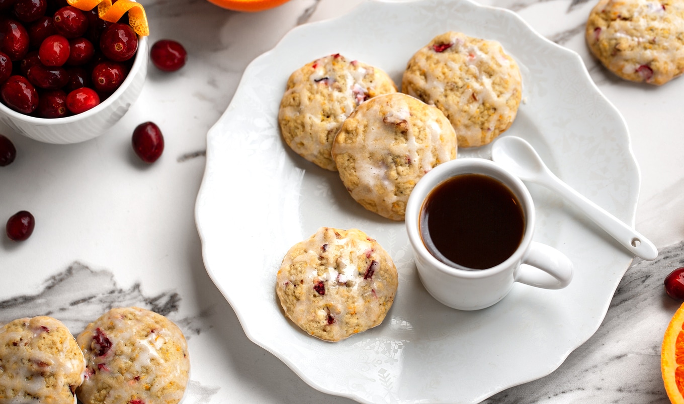 Soft-Baked Vegan Citrus Cranberry Cookies With Lemon Drizzle