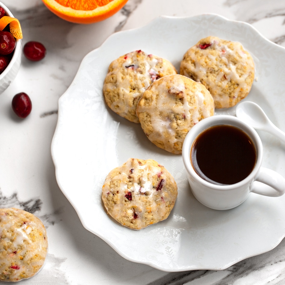 Soft-Baked Vegan Citrus Cranberry Cookies With Lemon Drizzle 