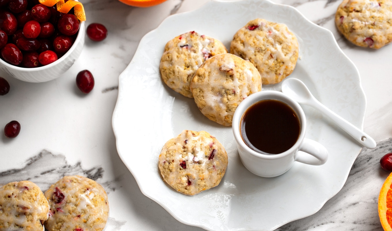 Soft-Baked Vegan Citrus Cranberry Cookies With Lemon Drizzle&nbsp;