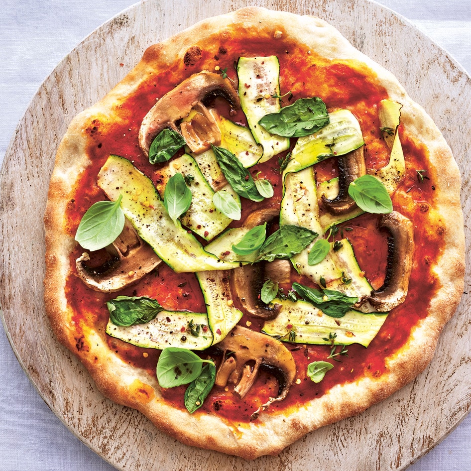 Vegan Mushroom and Truffled Zucchini Pizza