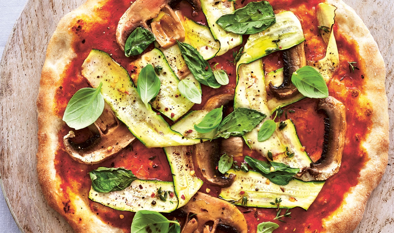 Plant-Based Mushroom and Truffled Zucchini Pizza