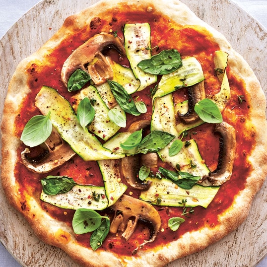 Vegan Mushroom and Truffled Zucchini Pizza