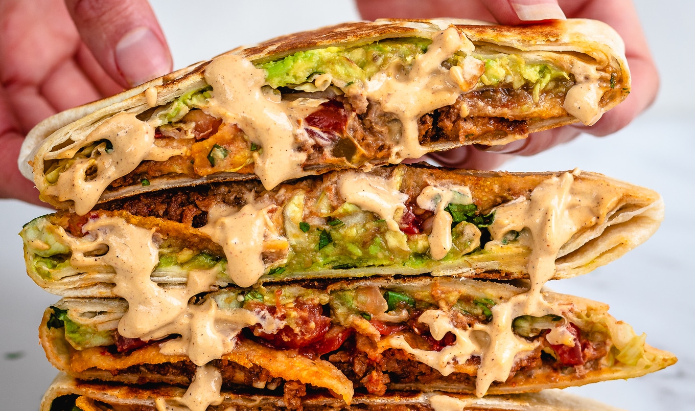 Vegan Copycat Crunchwrap Supreme With Gooey Cashew Queso