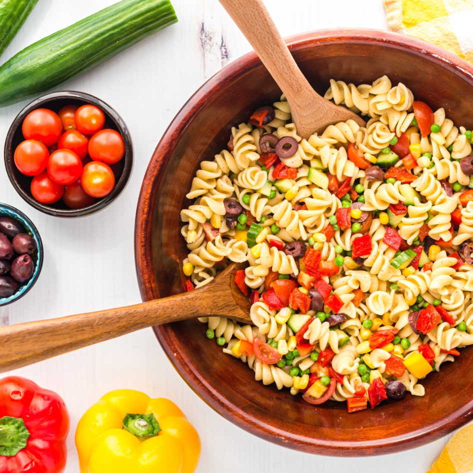 Vegan Summery Picnic Pasta Salad With Italian Vinaigrette