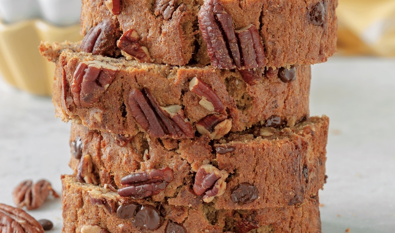 Homemade Banana Bread With Pecans and Chocolate Chips
