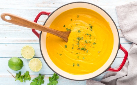 Vegan Creamy Curried Carrot and Lentil Soup