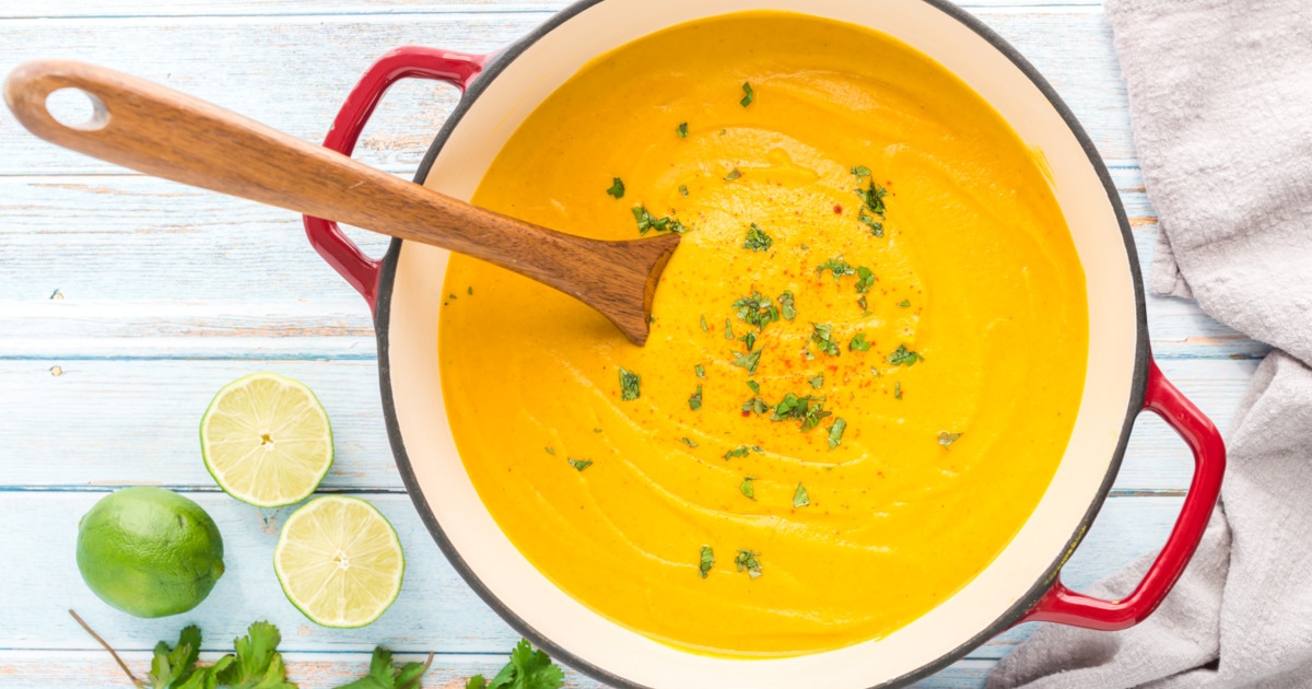 Vegan Creamy Curried Carrot and Lentil Soup
