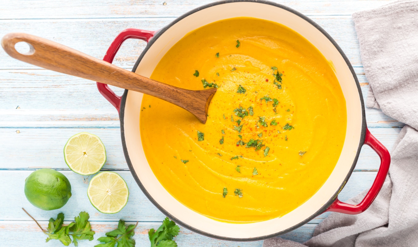 Vegan Creamy Curried Carrot and Lentil Soup