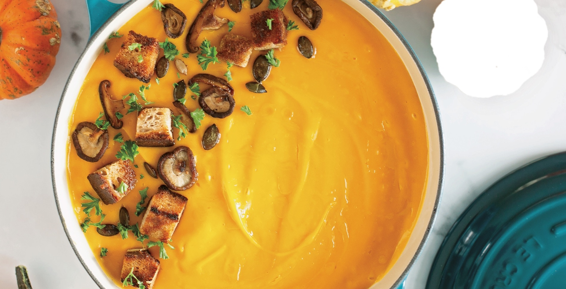 Easy, Creamy Pumpkin Soup With White Beans&nbsp;