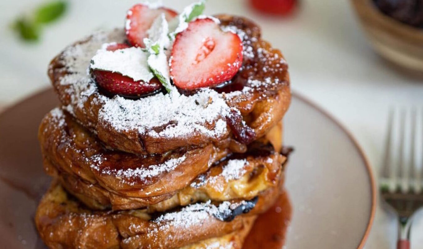 Vegan Strawberry Balsamic Brioche French Toast