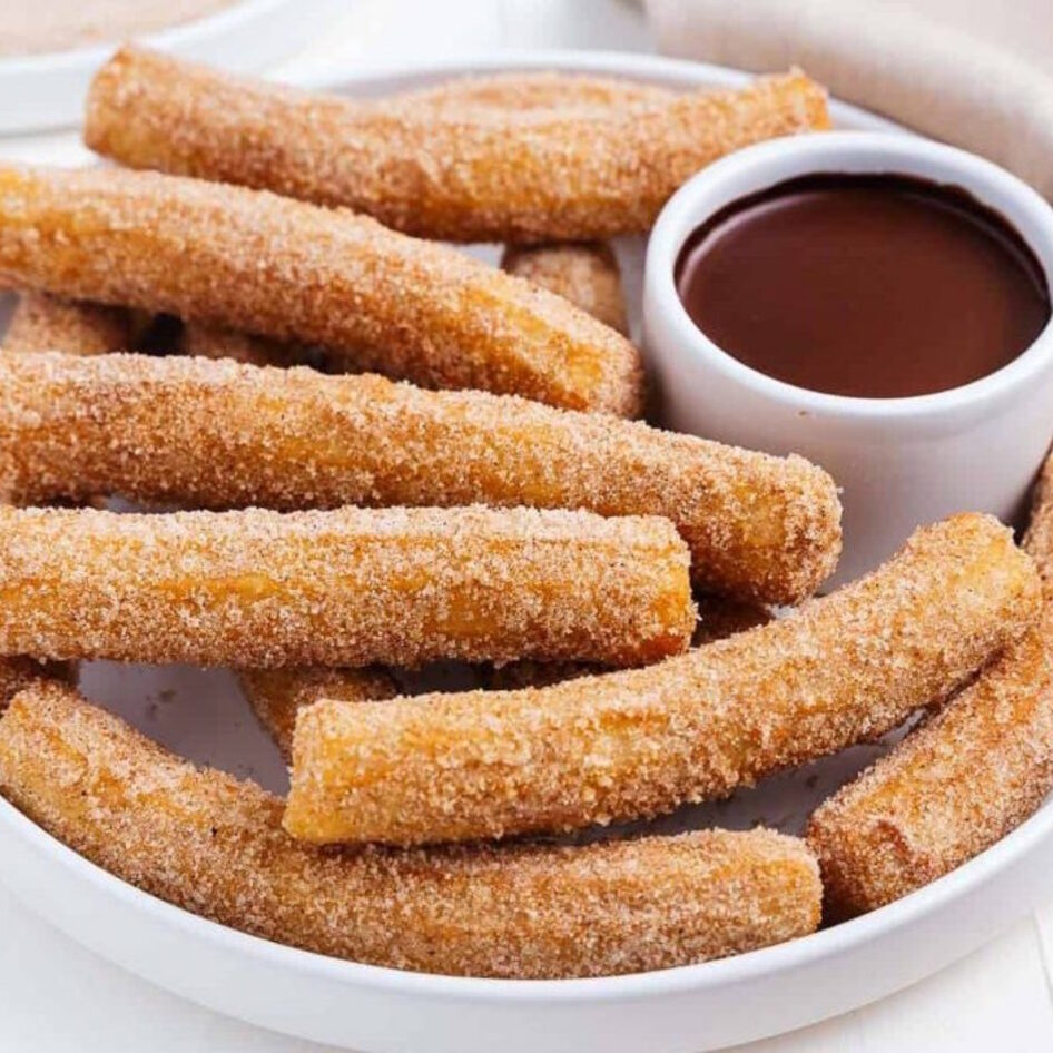 Vegan Cinnamon Sugar Churros With Dark Chocolate Sauce