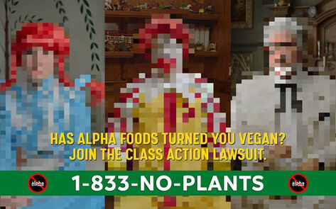 Colonel Sanders, Ronald McDonald, and Wendy Are “Suing” Alpha Foods for Turning Them Vegan