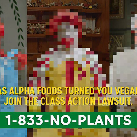 Colonel Sanders, Ronald McDonald, and Wendy Are “Suing” Alpha Foods for Turning Them Vegan