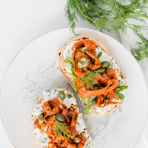 Vegan Carrot Lox Toast With Herbed Cheese