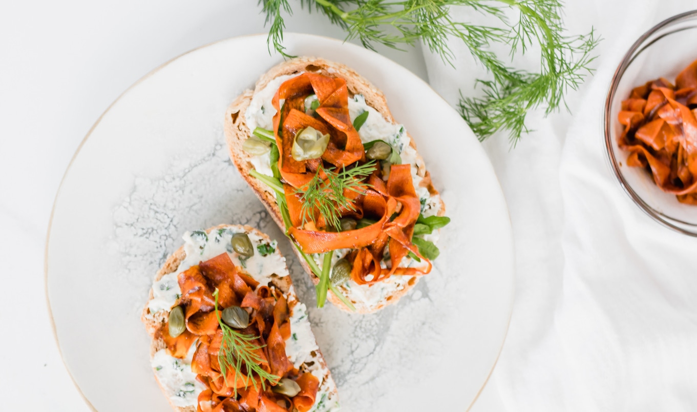 Vegan Carrot Lox Toast With Herbed Cheese