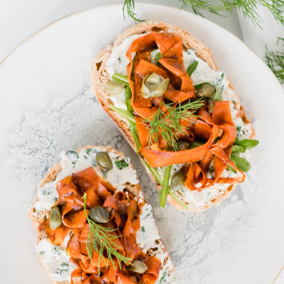 Vegan Carrot Lox Toast With Herbed Cheese