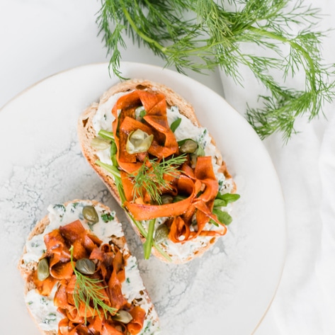 Vegan Carrot Lox Toast with Herbed Cheese 
