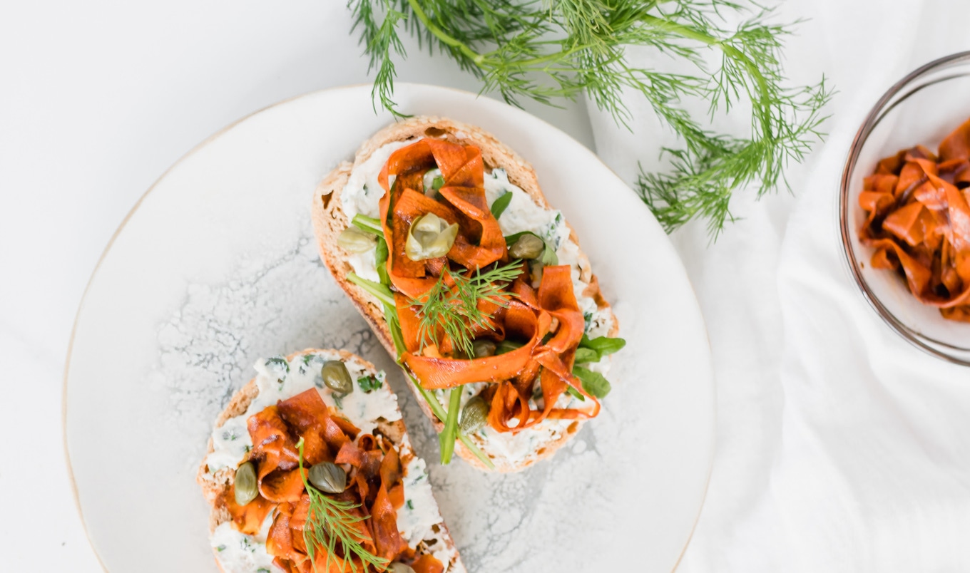 Vegan Carrot Lox Toast With Herbed Cheese 