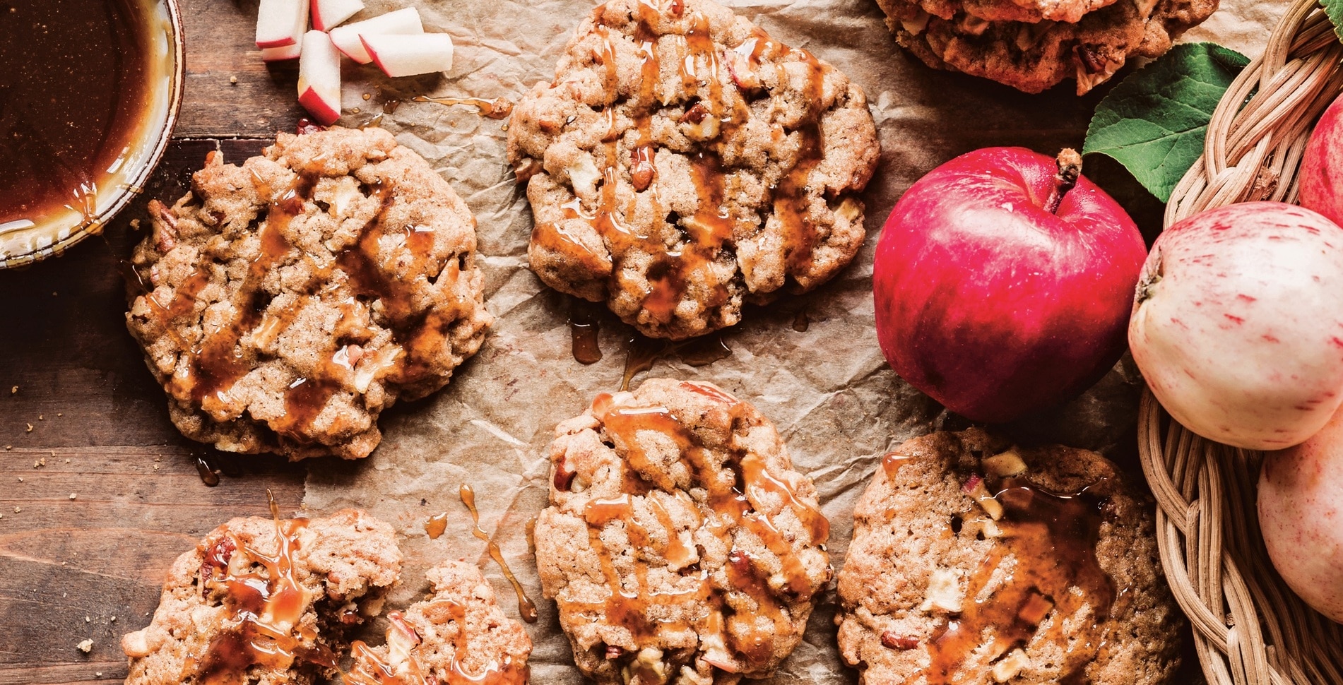 Vegan Caramel Apple Pecan Pie Cookies