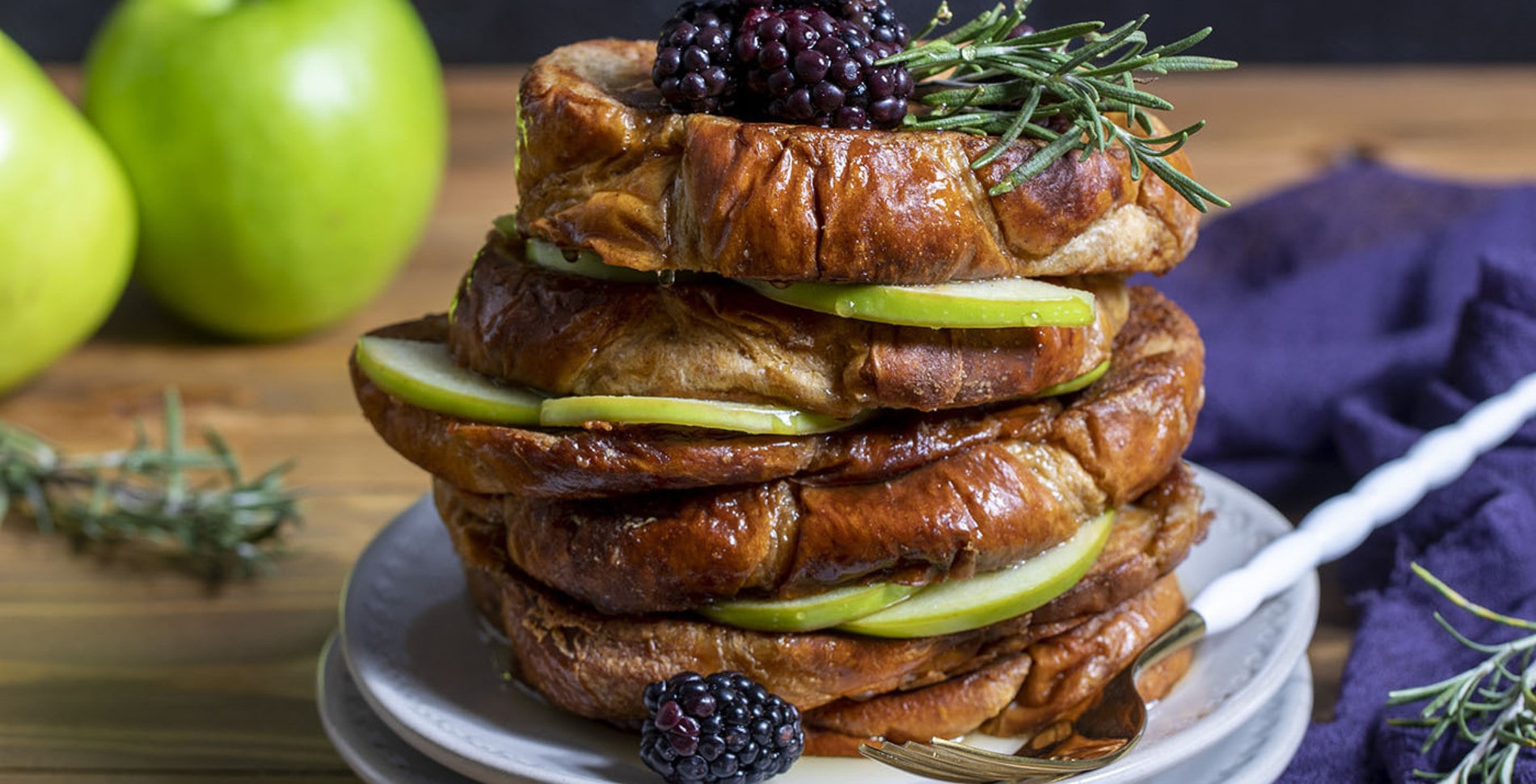 Apple Blackberry Brioche Vegan French Toast