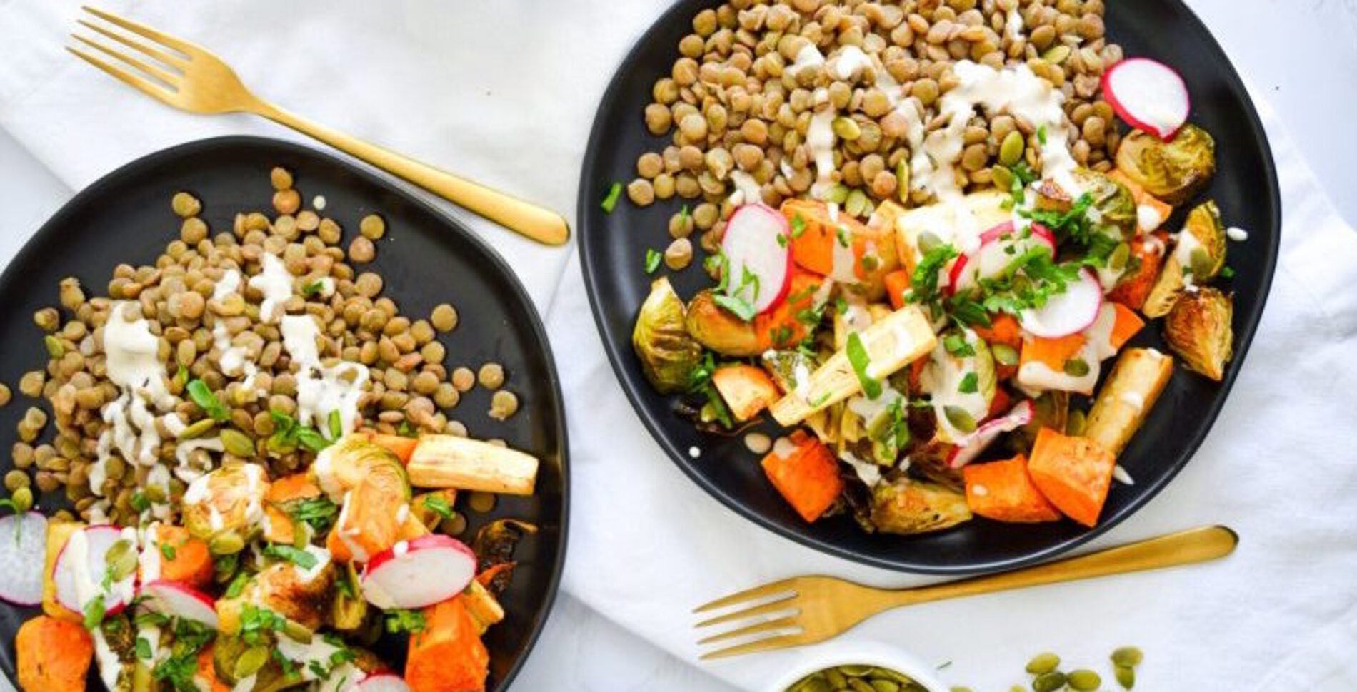 Herb-Roasted Harvest Bowls With Creamy Tahini Dressing