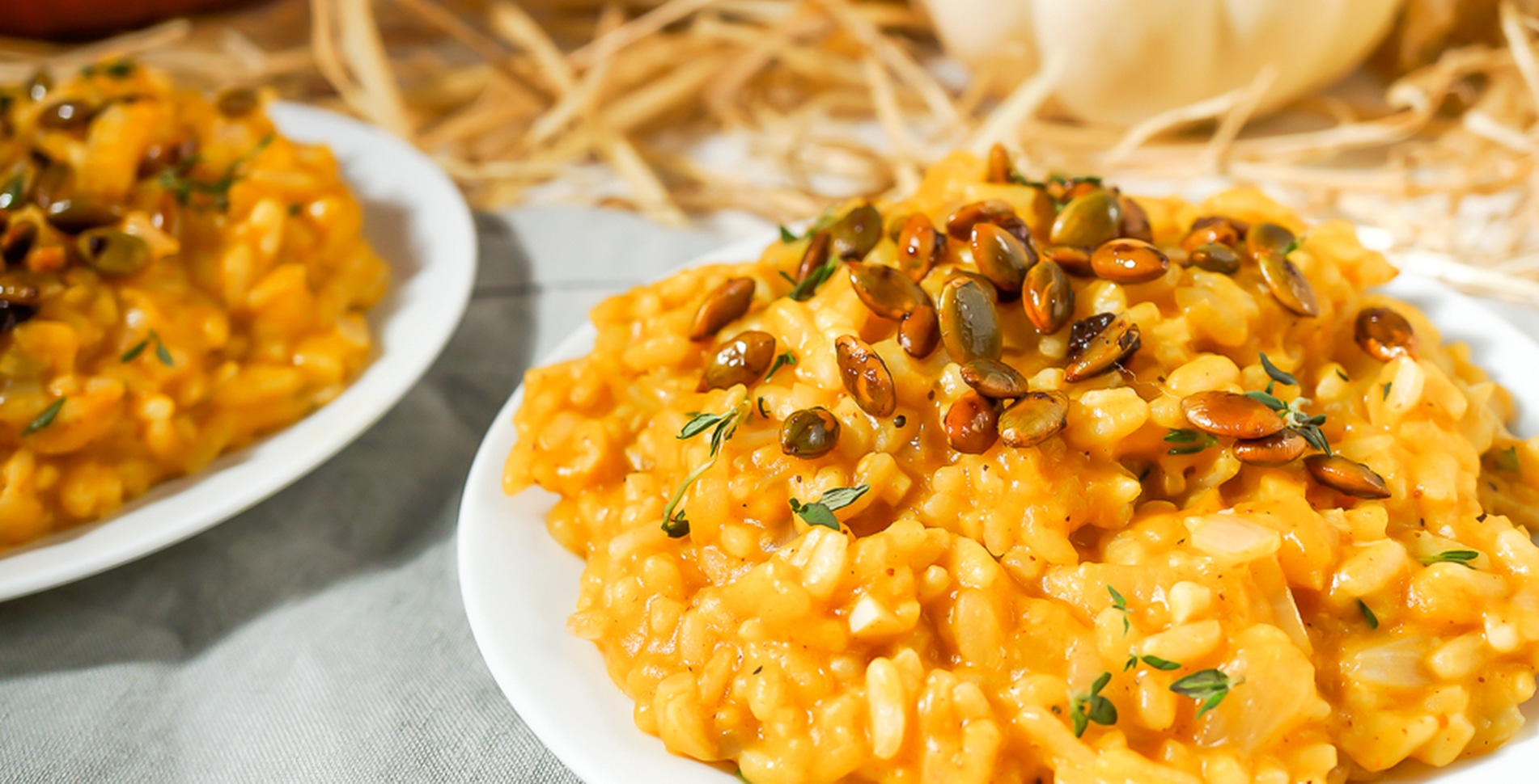Creamy Vegan Pumpkin Risotto With Roasted Pepitas