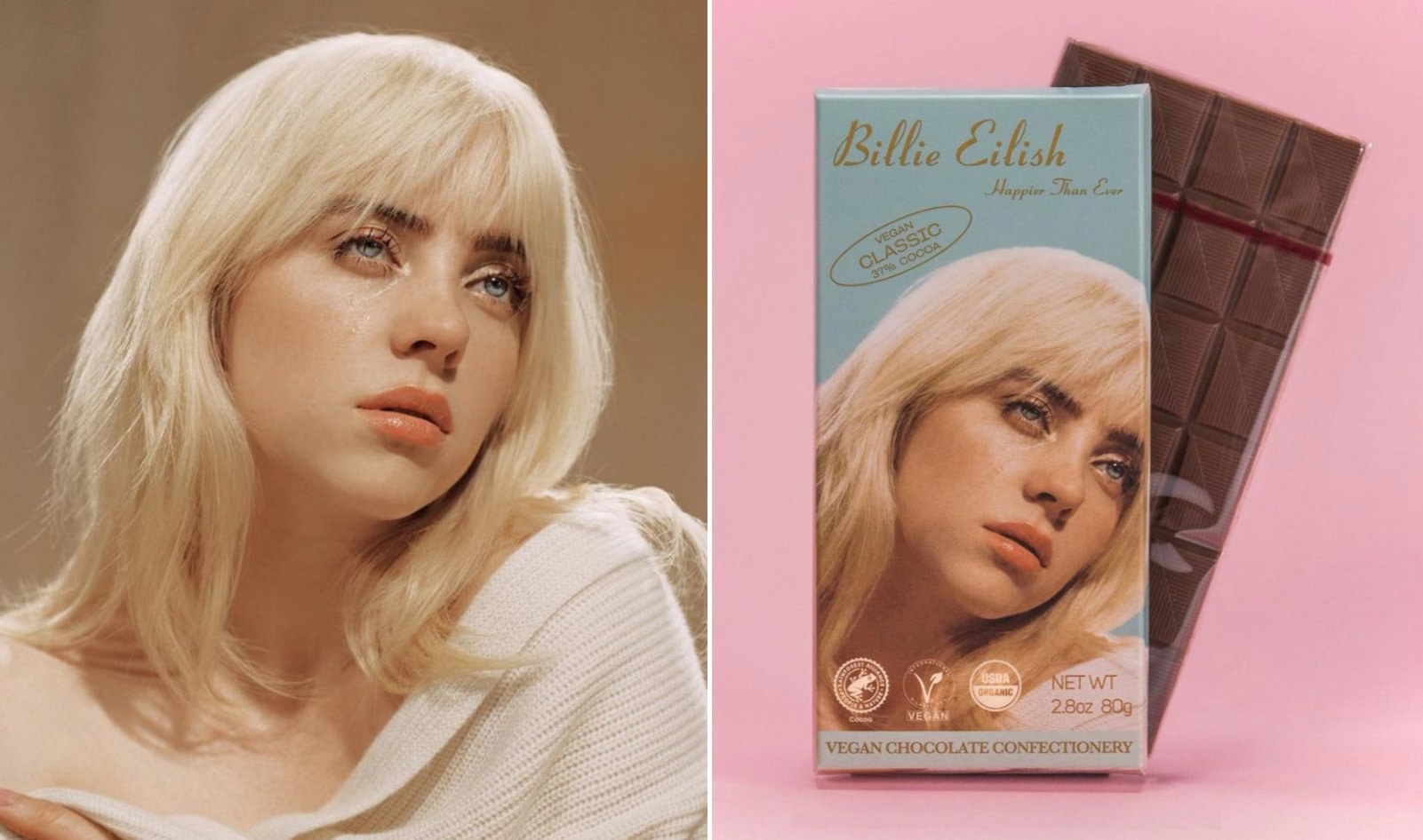 Billie Eilish Launches New “Happier Than Ever” Vegan Milk Chocolate Bar 