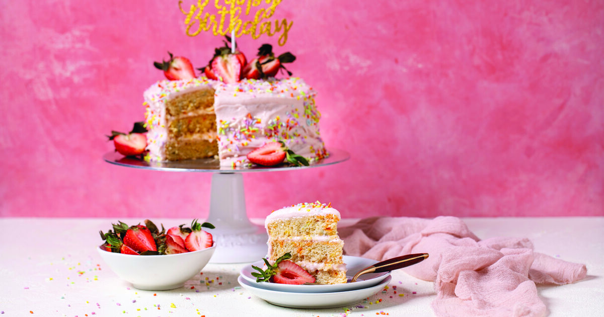 Vegan Funfetti Birthday Cake With Strawberry Buttercream