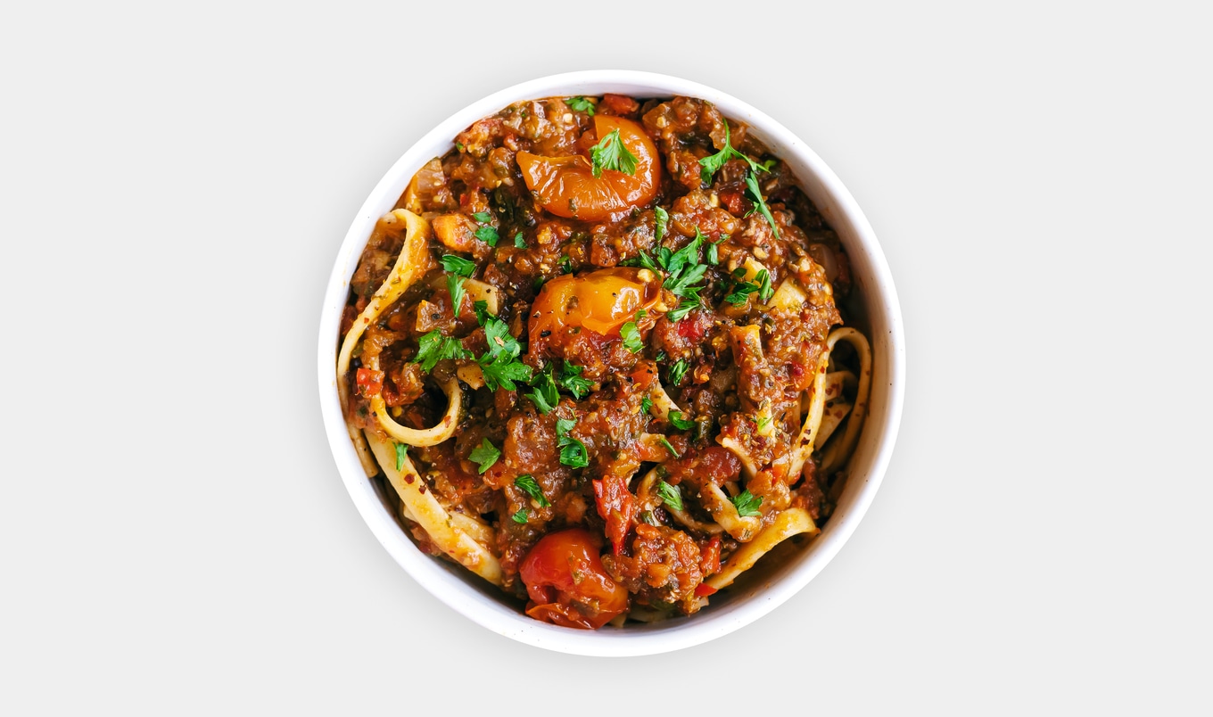 Hearty Mushroom Bolognese With Fettuccine