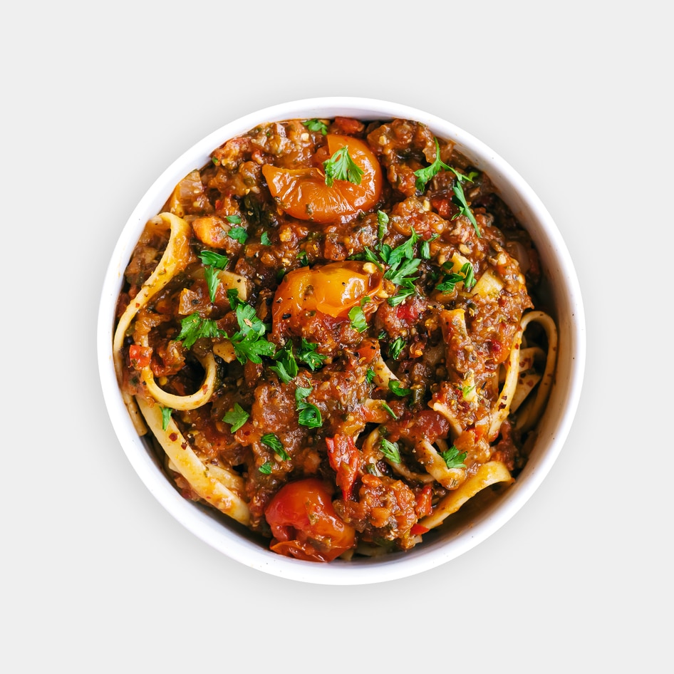 Hearty Vegan Mushroom Bolognese With Fettuccine