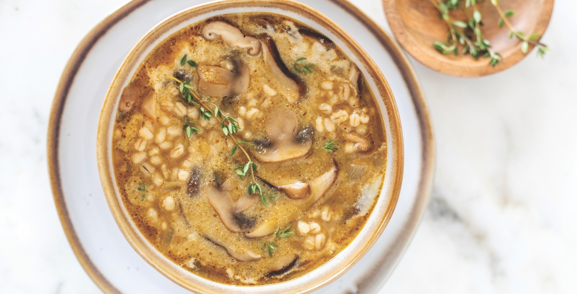 Creamy Cashew Miso Barley Stew With Mushrooms and Thyme