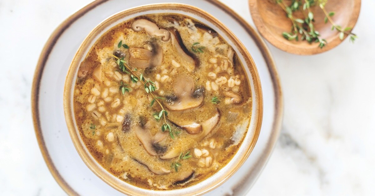 Plant-Based Miso Mushroom and Barley Stew | VegNews
