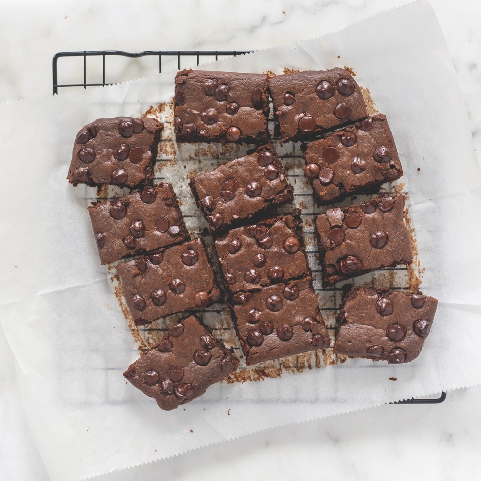 Vegan Sweet Potato and Tahini Chocolate Chip Brownies