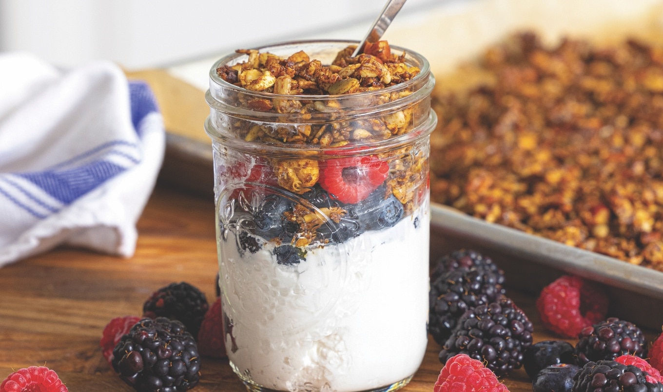 Nutty Vegan Cinnamon Walnut-Pecan Granola 