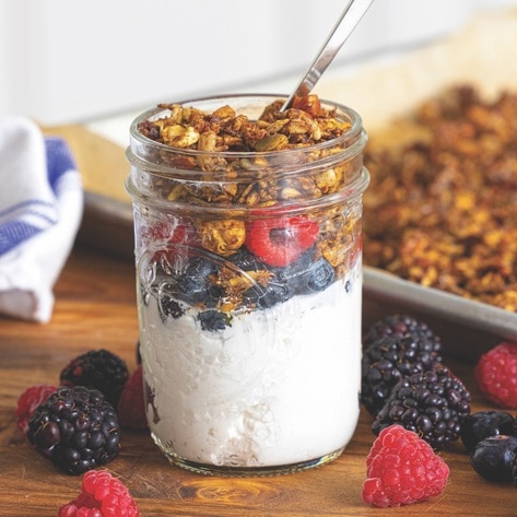 Nutty Vegan Cinnamon Walnut-Pecan Granola 