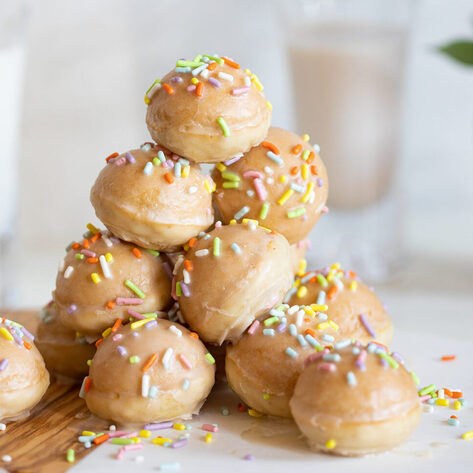 Vegan Glazed Vanilla Doughnut Holes With Funfetti Sprinkles