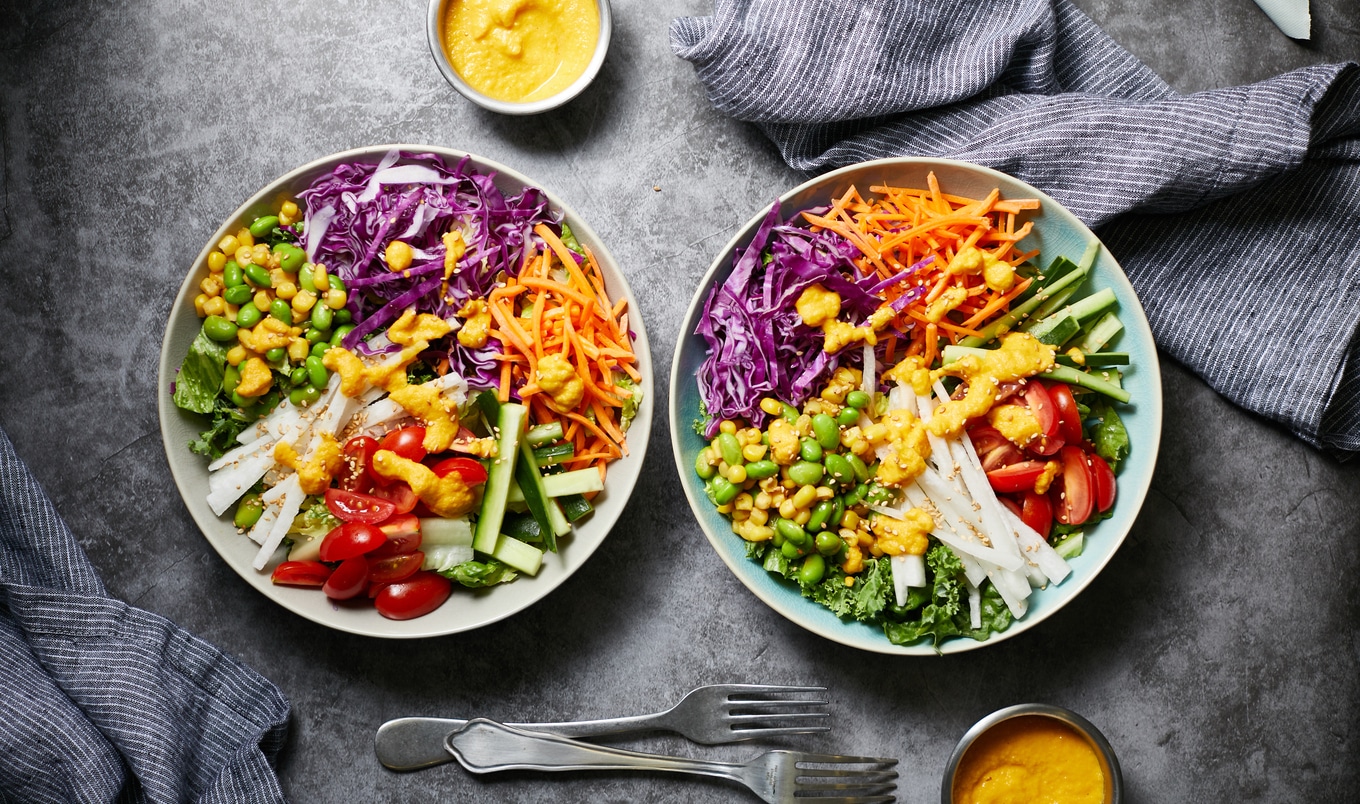 Japanese-Inspired Rainbow Salad With Carrot-Ginger Dressing