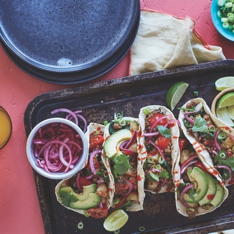 Vegan Mushroom-Sausage Breakfast Hash Tacos