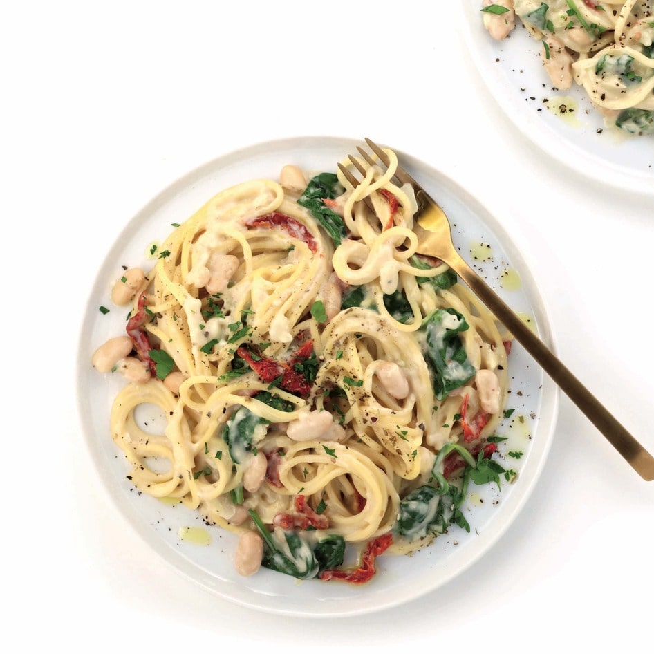 Garlicky Tuscan Bean Pasta With Sun-Dried Tomatoes