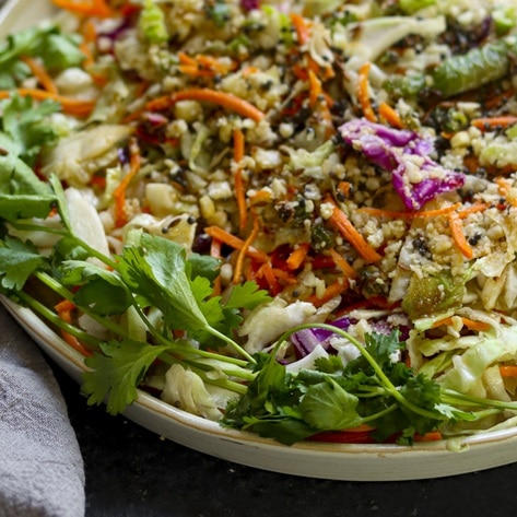 Vegan Koshimbir (Indian Cabbage Slaw) With Roasted Cashews