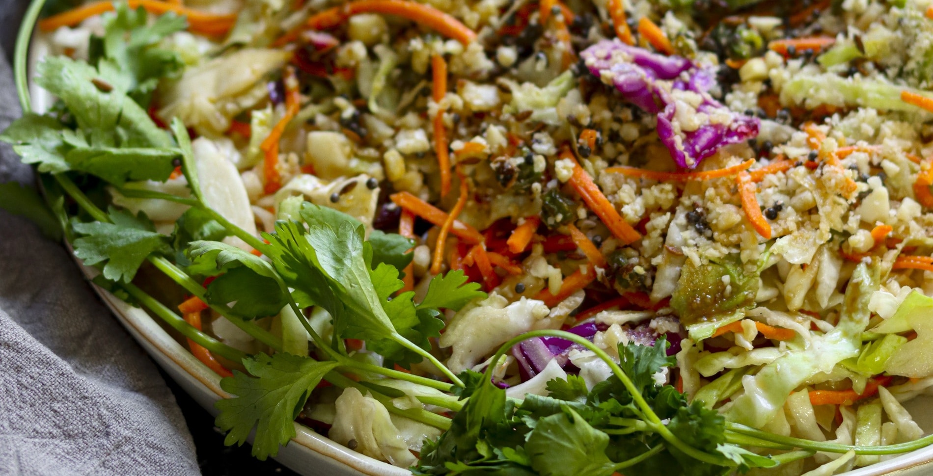 Indian Cabbage Slaw With Roasted Cashews