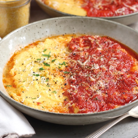 Vegan Italian Soft Polenta With Tomato Sugo Sauce