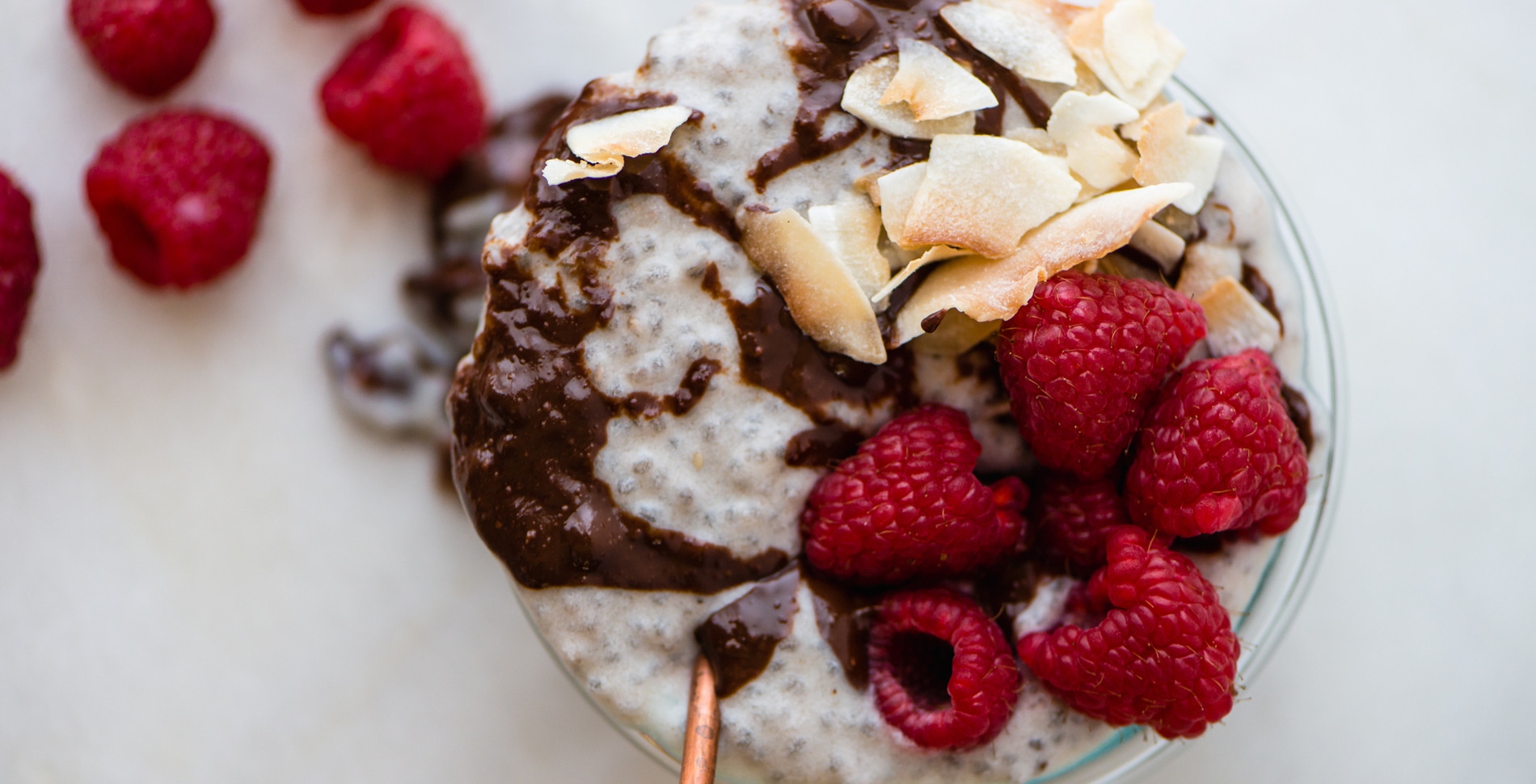 Banana Tahini Chia Pudding With Peanut Butter Chocolate Sauce