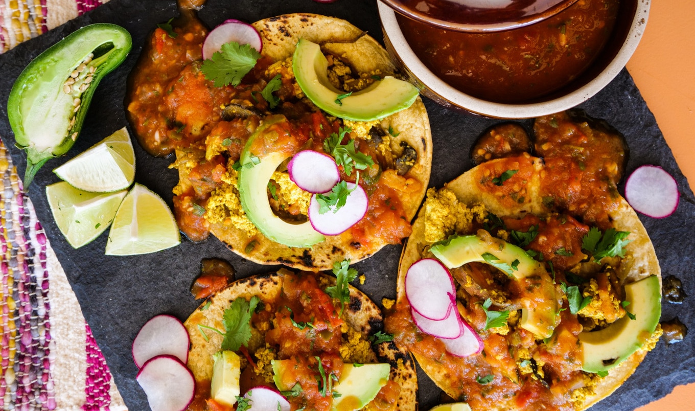 Sweet Potato Tofu Breakfast Tacos With Ranchero Sauce