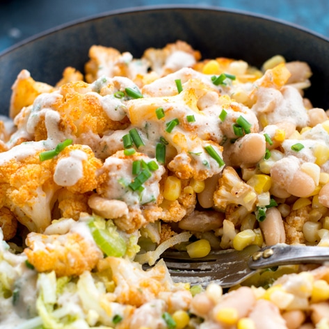 Spiced Cauliflower With Beans, Slaw, and Vegan Ranch