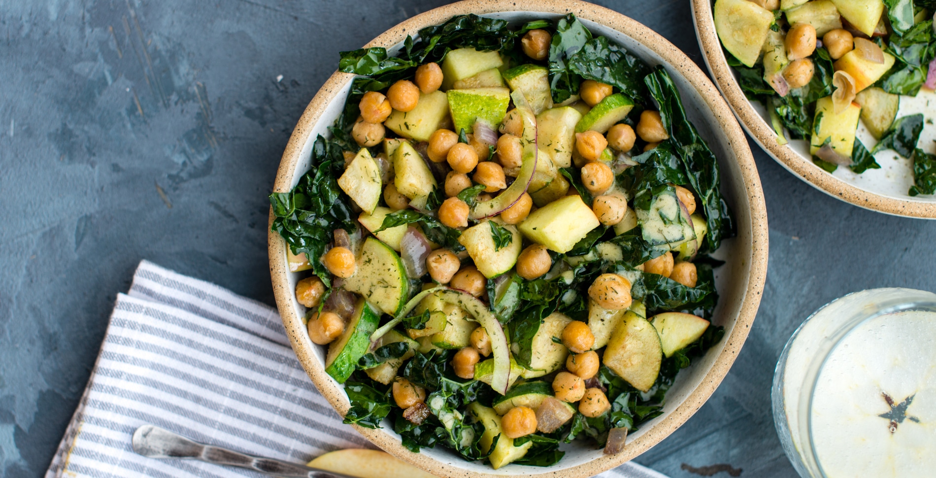 Apple Chickpea Kale Salad With Mustard-Dill Dressing